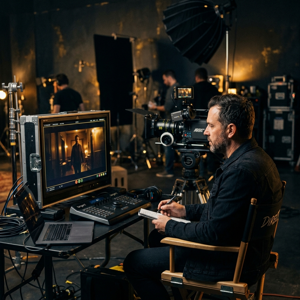 Film director at work in Sparkline Studios